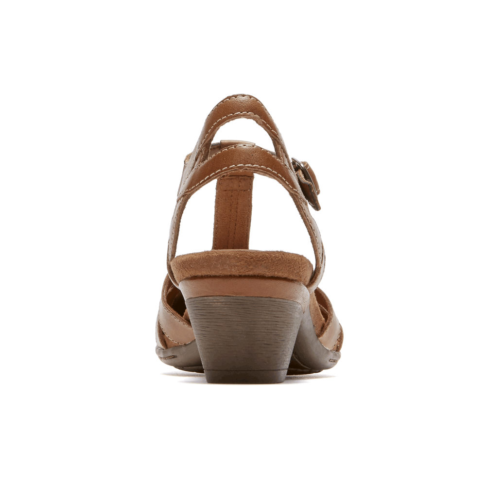 Rockport Womens Cobb Hill Aubrey T-Strap - Sandals Brown - ZMK143207